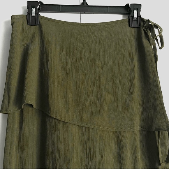 Zara Semi-Sheer Textured Wrap Skirt In Green Size M NWT - Picture 7 of 13